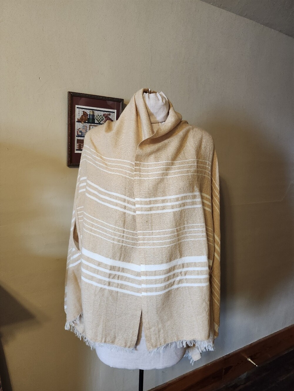 J. Crew Cream and White Striped Shawl
